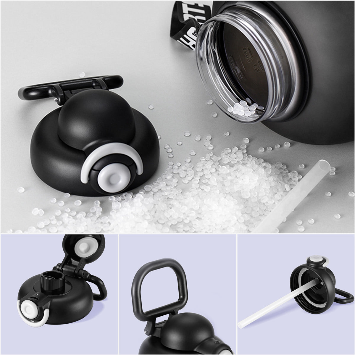 Garrafa de água grande 2.5L com boca larga e design premium