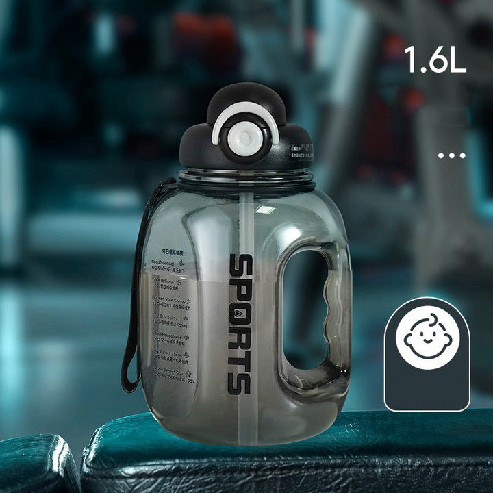 Garrafa de água grande 2.5L com boca larga e design premium