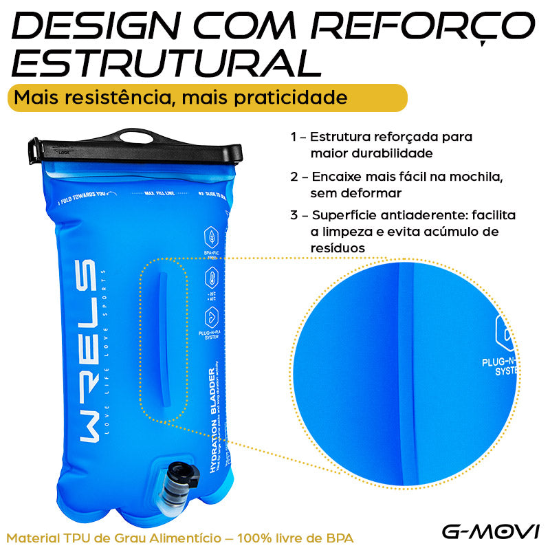 Bolsa de hidratação reforçada com kit completo: mangueira e bico inclusos