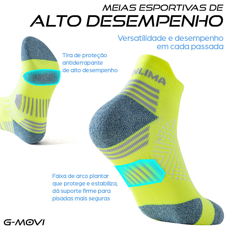 Kit com 3 pares de meias esportivas para corrida e treino – compressão e respirabilidade