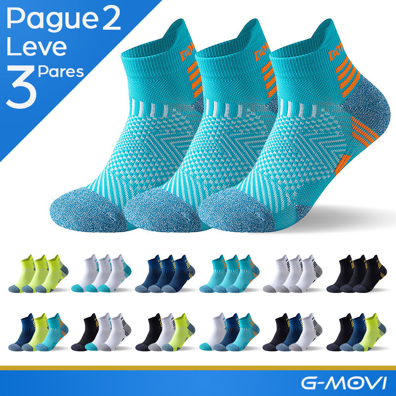 Kit com 3 pares de meias esportivas para corrida e treino – compressão e respirabilidade