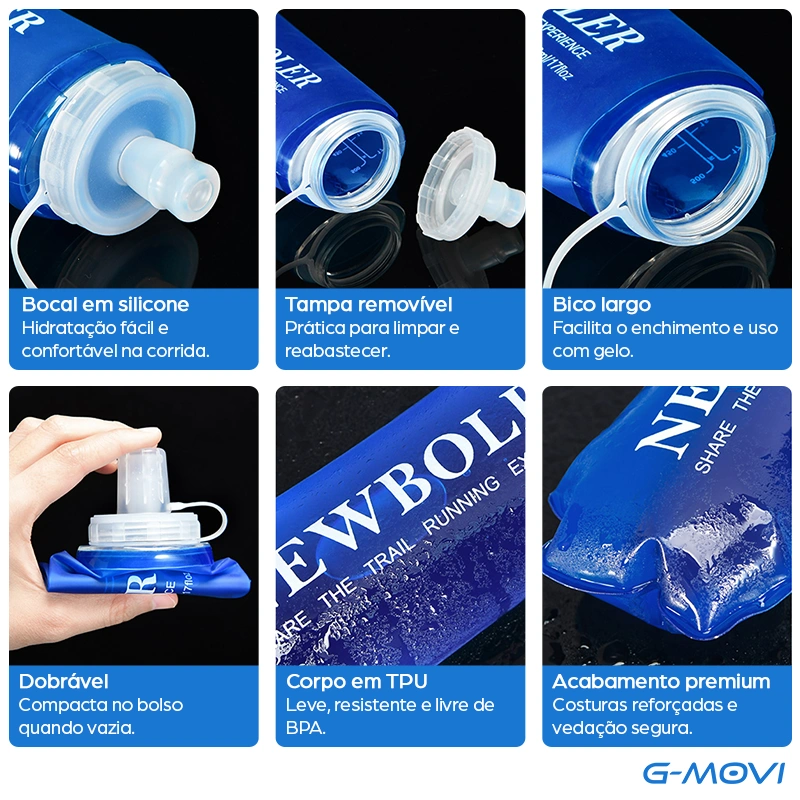 Softflask NEWBOLER azul dobrável com bico de silicone