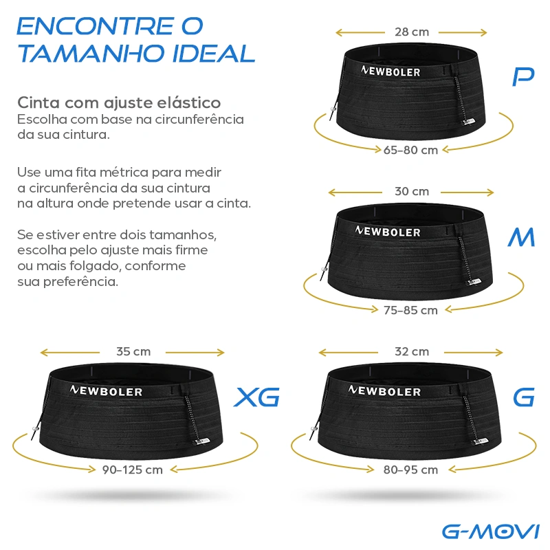 Cinto de performance NEWBOLER preto com bolsos e suporte para celular