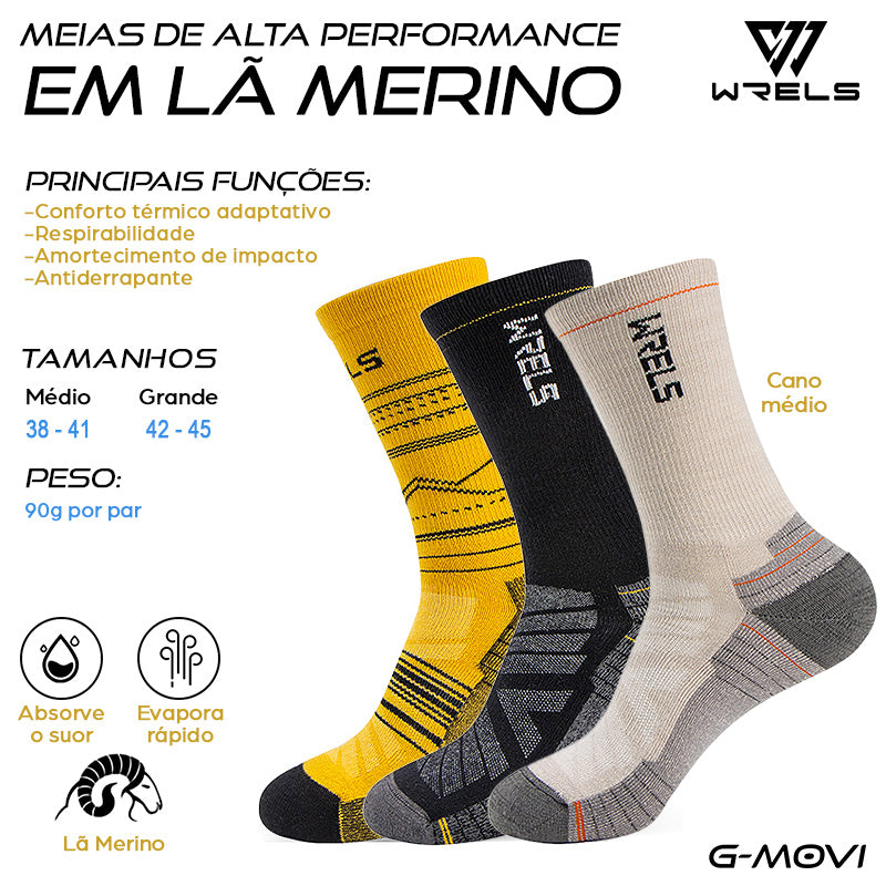 Meia de trilha em lã merino com ajuste anatômico e conforto térmico natural