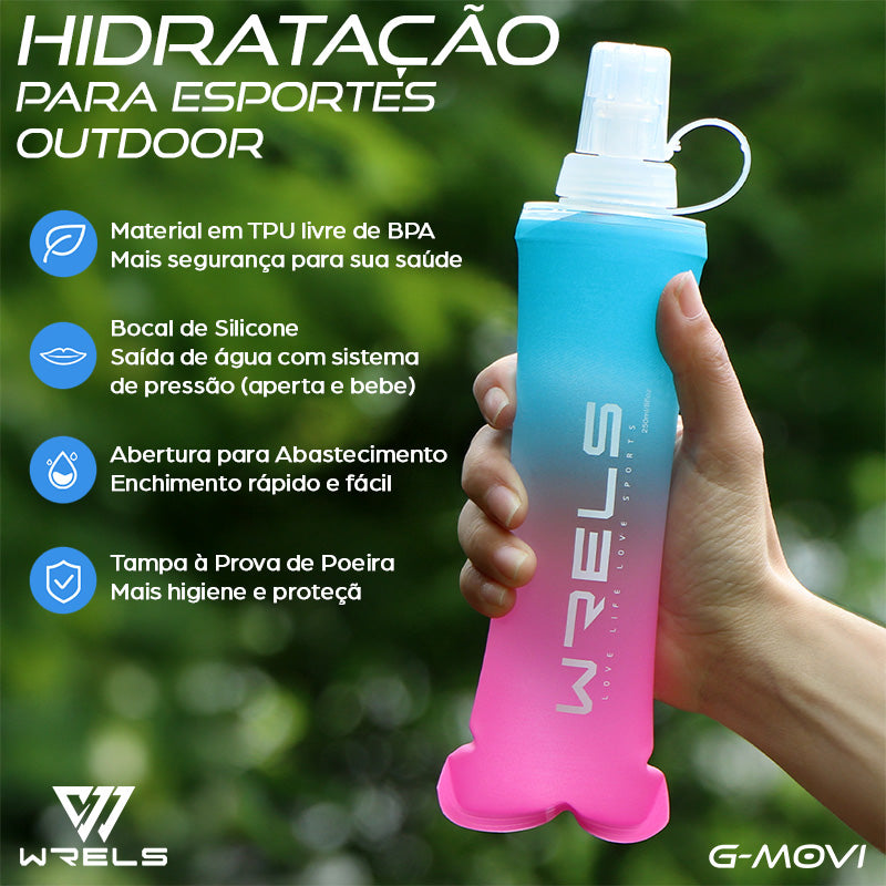 Garrafa dobrável de silicone com design esportivo – 250ml e 500ml nas cores vibrantes