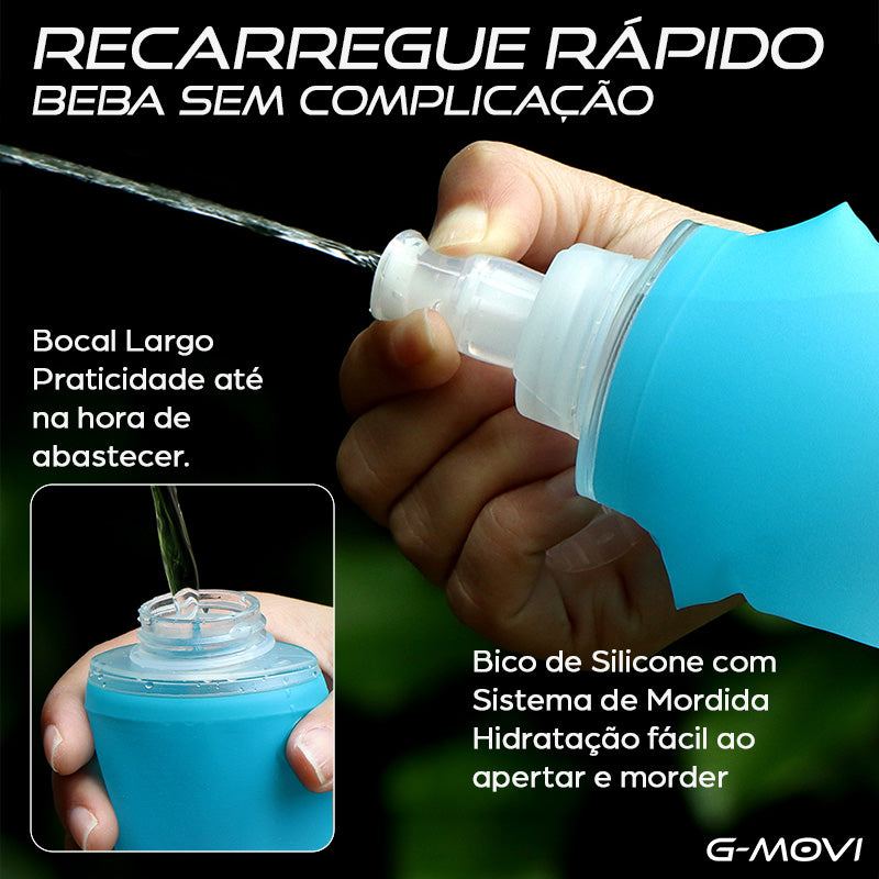 Garrafa dobrável de silicone com design esportivo – 250ml e 500ml nas cores vibrantes