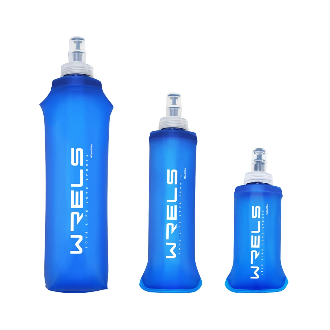 Garrafa soft flask dobrável azul 150ml 250ml 500ml 