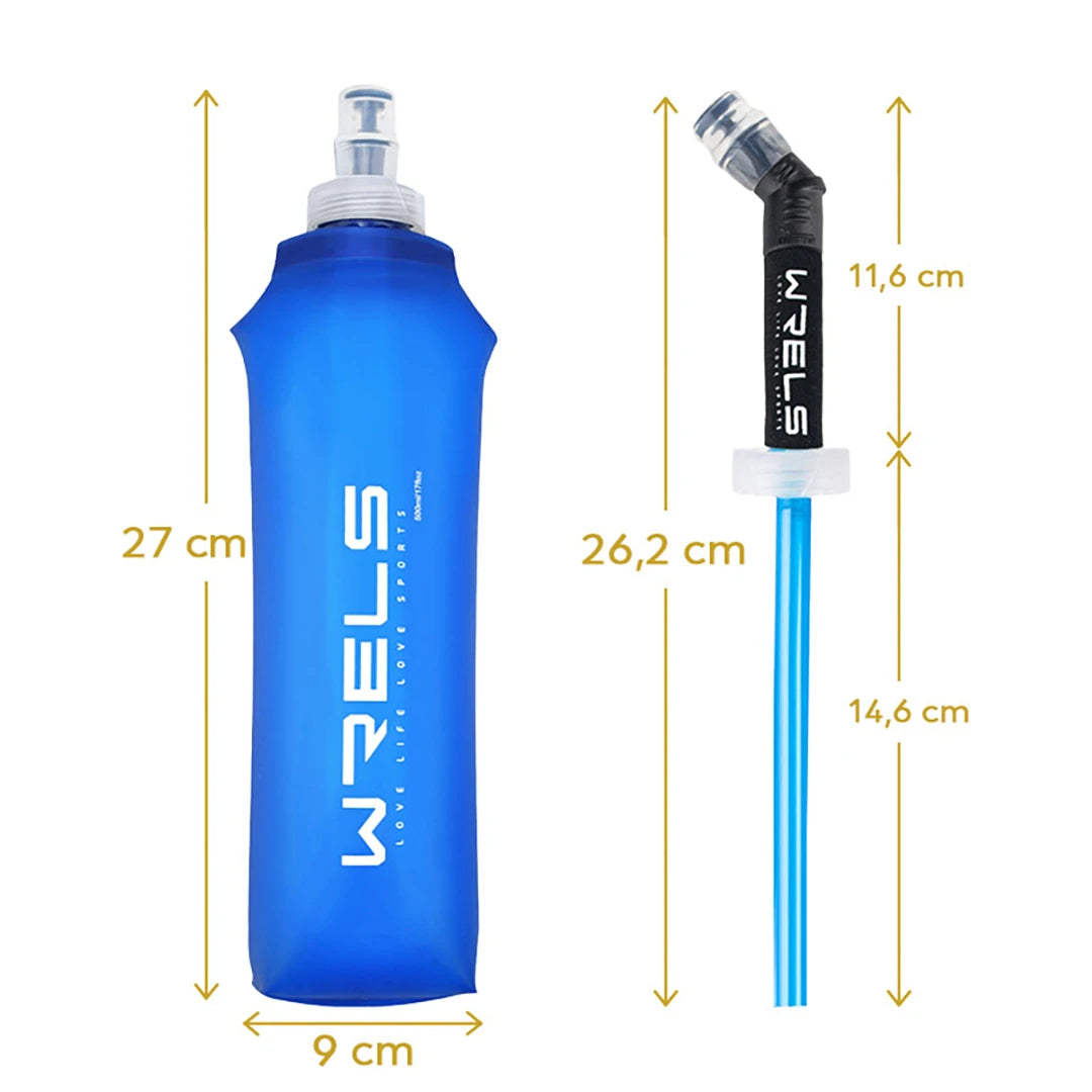 garrafa dobravel azul 500ml com extensor