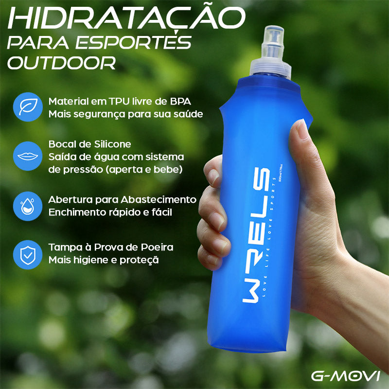 Garrafa soft flask dobrável azul