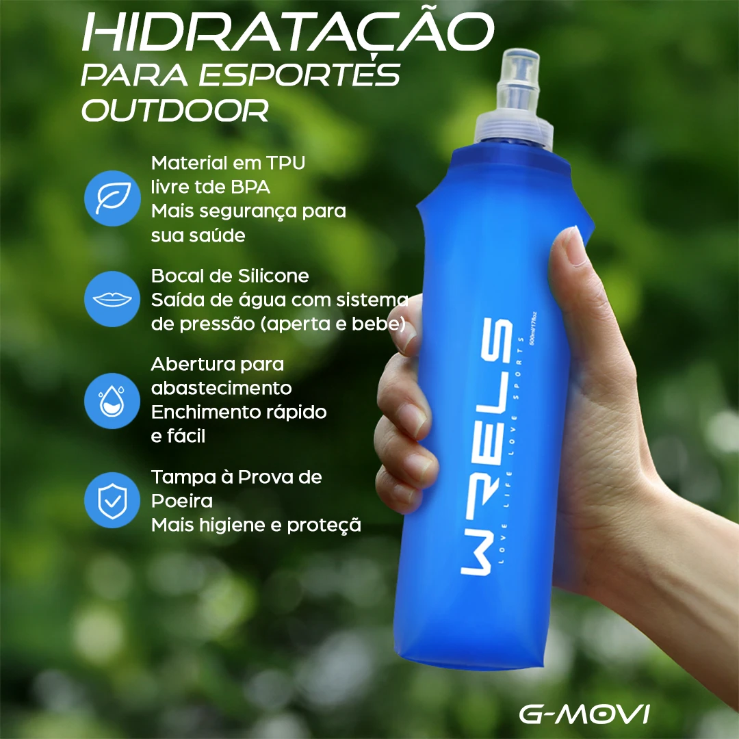 Garrafa soft flask dobrável azul