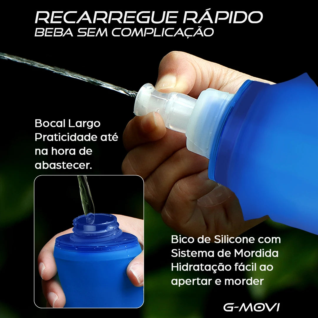 Garrafa soft flask dobrável azul