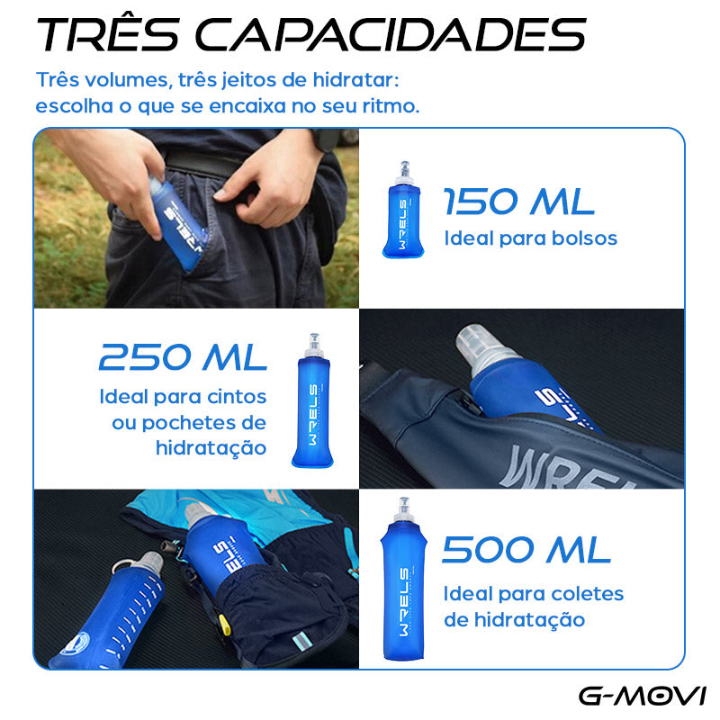 Garrafa soft flask dobrável azul – modelos 500ml / 250ml / 150ml