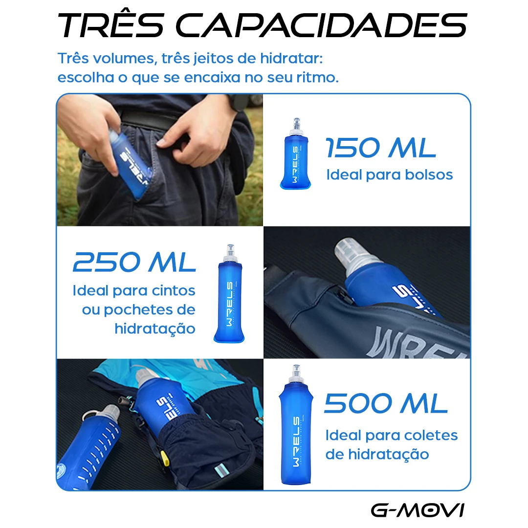 Garrafa soft flask dobrável azul