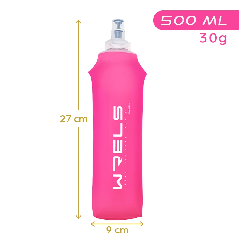 Garrafa soft flask dobrável rosa