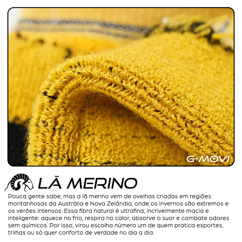 Meia de trilha em lã merino com ajuste anatômico e conforto térmico natural