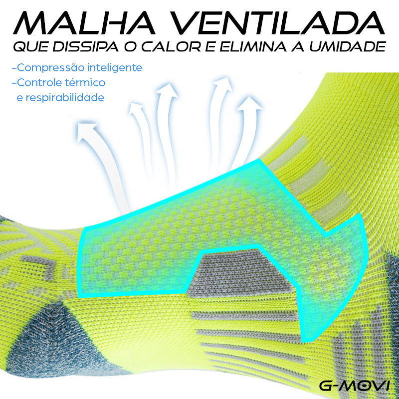 Kit com 3 pares de meias esportivas para corrida e treino – compressão e respirabilidade