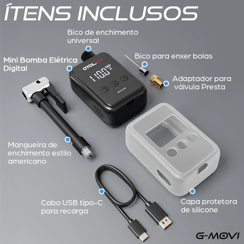 Mini Compressor de 150 PSI Portátil com Display Digital