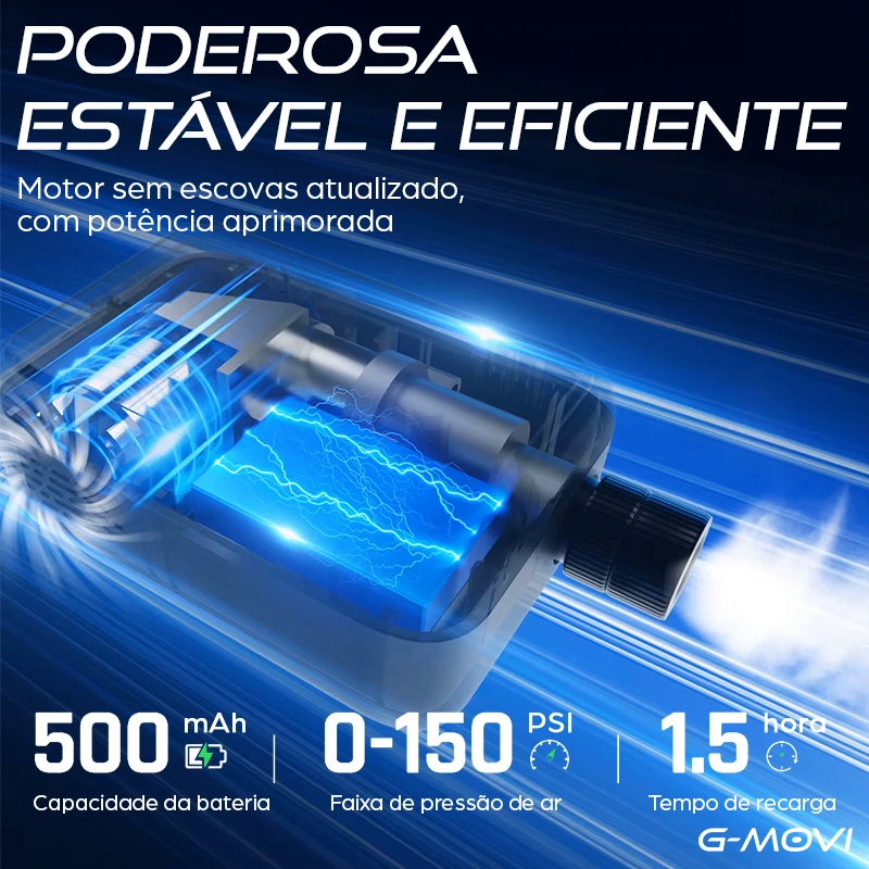 Mini Compressor de 150 PSI Portátil com Display Digital