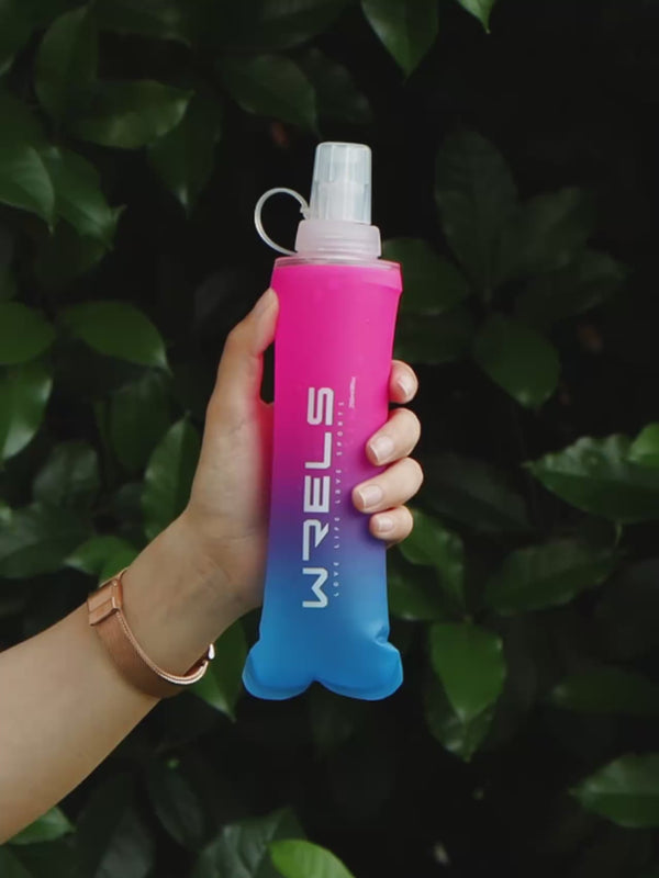 Garrafa dobrável de silicone com design esportivo – 250ml e 500ml nas cores vibrantes