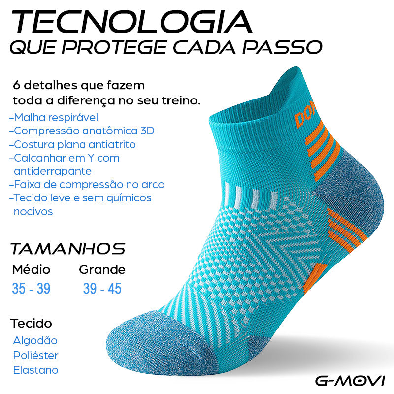 Kit com 3 pares de meias esportivas para corrida e treino – compressão e respirabilidade