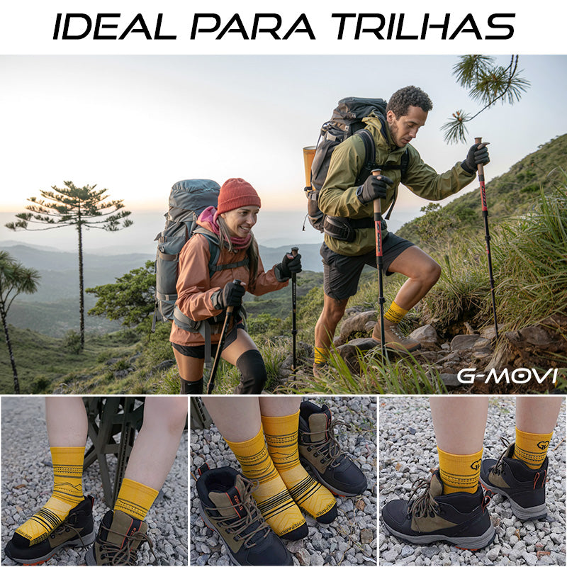 Meia de trilha em lã merino com ajuste anatômico e conforto térmico natural